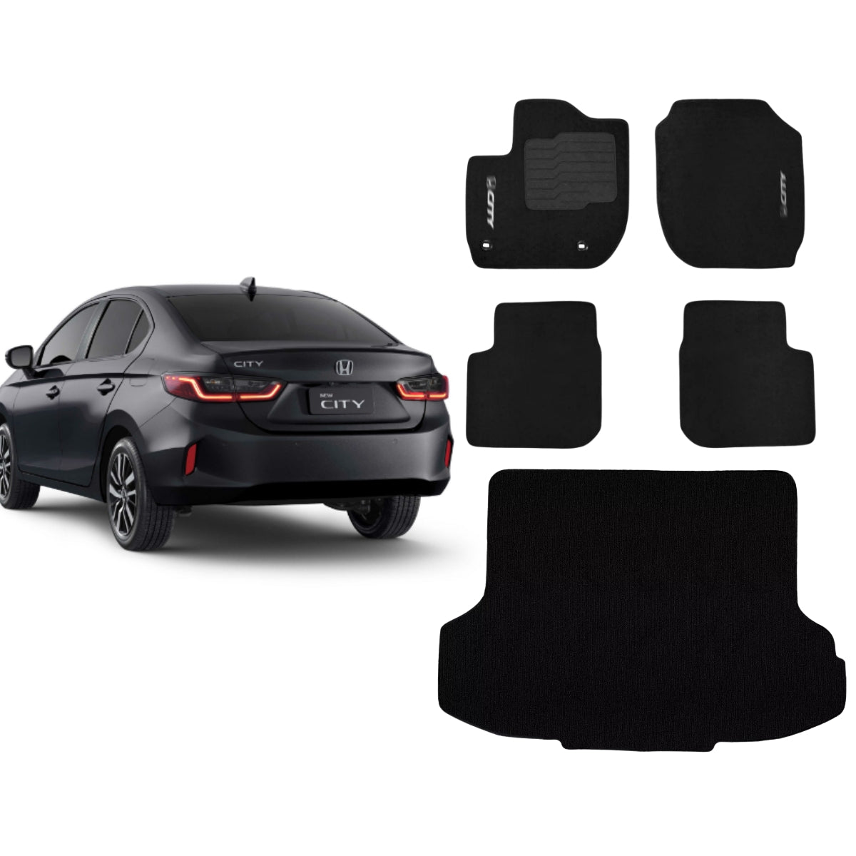 KIT TAPETES CARPETE PORTA MALAS + INTERNOS CITY SEDAN 2022 A 2025